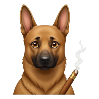 Perro belga malinois con un cigarro sticker
