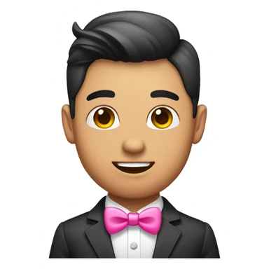 a Asia Cute Gay headhunter with pink bow tie and shiny heart eyes sticker