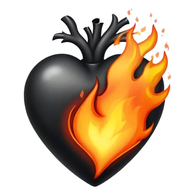 Black heart on fire sticker