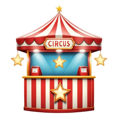 A circus ticket booth with retro lights and star-shaped sign. sticker