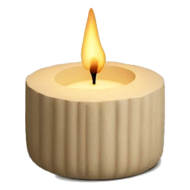 candle in beige concrete ridged vessel sticker