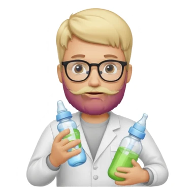blonde bearded man with glasses with baby bottle sticker