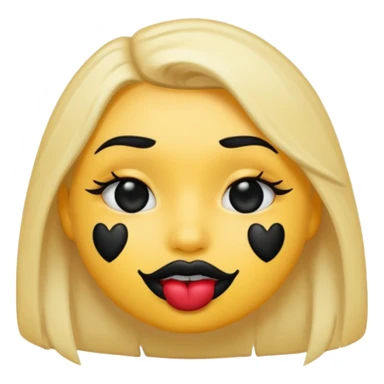 an emoji with black lipstick kiss marks on face sticker