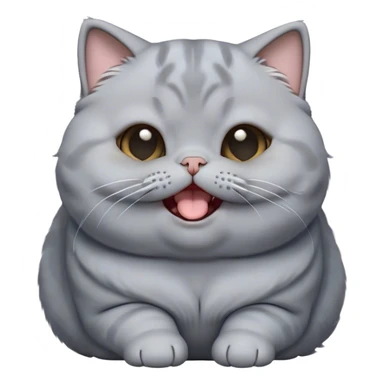 Cinematic Cute Chubby Grey Scottish Fold Cat Portrait Emoji, Head tilted playfully and yawning, round and plump body with sleek soft grey fur and subtle blue undertones, adorable folded ears, Simplified yet adorable features, highly detailed, glowing with a warm, friendly glow, high shine, curious yet calm, stylized with a touch of whimsy, bright and endearing, soft glowing outline, capturing the essence of a mischievous yet loving and lazy kitty with those signature folded ears, so cute it feels like it could stretch out of the screen and cuddle! sticker