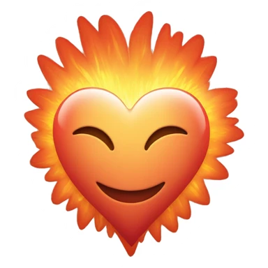 radiating heart glowing red-orange warmth sticker