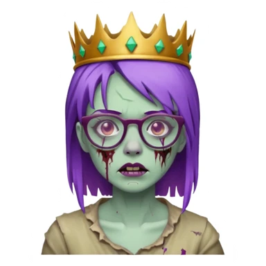 crowned woman zombie with glasses and purple hair  sticker