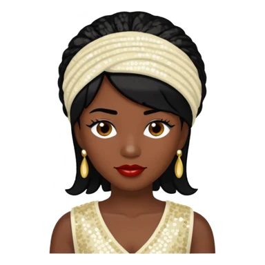 Chilli from TLC with dark skin, black hair, ivory sequin outfit sticker