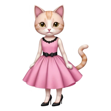 Cat wearing a pink dress with black heels  sticker