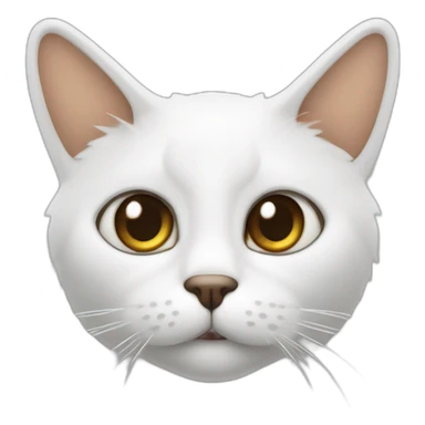 Chat blanc aux poils mis long, aux yeux verts, avec bout des oreilles à taches marron sticker
