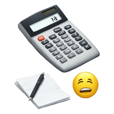 a paper with notes on it and a calculator on the right side, angled a little, on the paper a pen sits on top of it also angled slight sticker