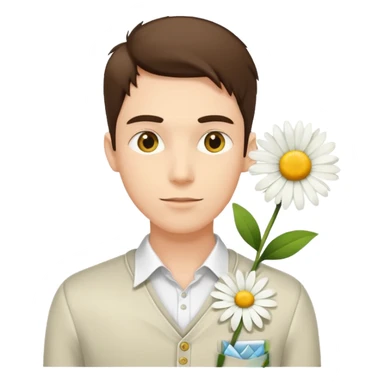Stylish guy with single daisy in pocket sticker