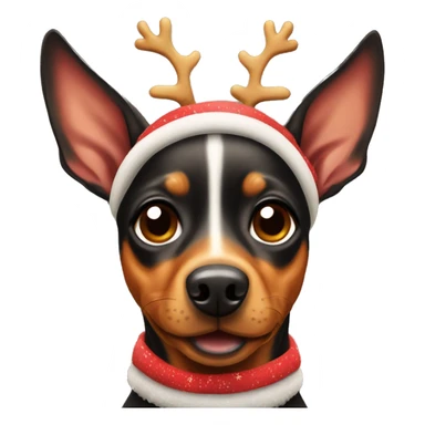 Cute cartoon miniature pinscher dog dressed like a reindeer sticker