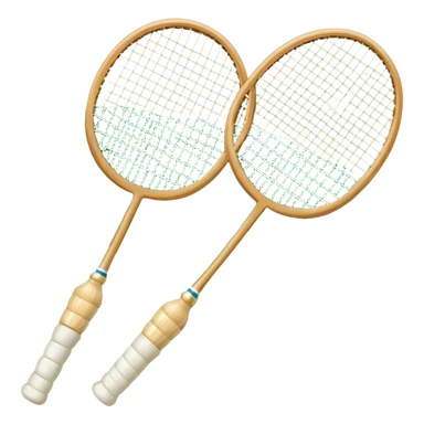 Two crossed badminton rackets with a shuttlecock resting in between, set against the faint outline of a badminton court. The image highlights the tools of the sport, with a subtle emphasis on the court's net and boundaries, symbolizing competition and skill. sticker