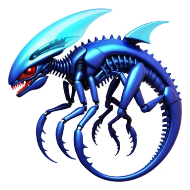 A colorful shiny futuristic bioluminescent xenomorph-genesect-miraidon-hybrid sticker