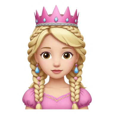 Blonde Princess with braided hair and pink crown. sticker