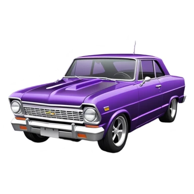 futuristic Jetson’s midnight-dark-purple stealthy black metallic 1965 Chevy Nova SS street rat rod  understated  sticker