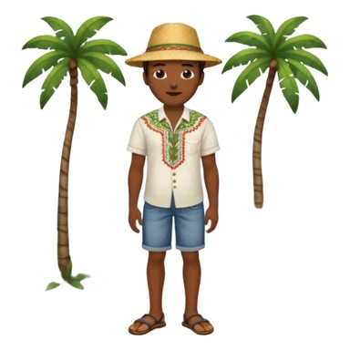 Gars Créole réunionnais ti jean chapeau paille tong au pieds  sticker