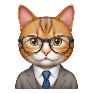 Cat with glasses looking like an office boss, professional business cat sticker