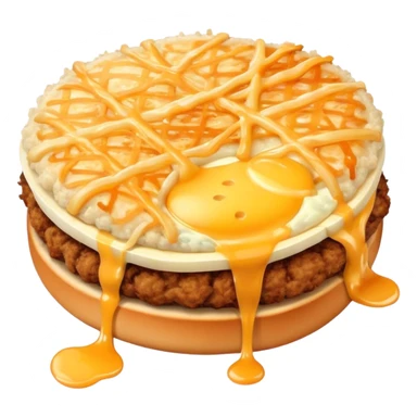 breaded meat with onion and cheese on top sticker