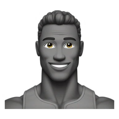 Giga Chad with a confident smile black and white musculation meme a little from profile sticker