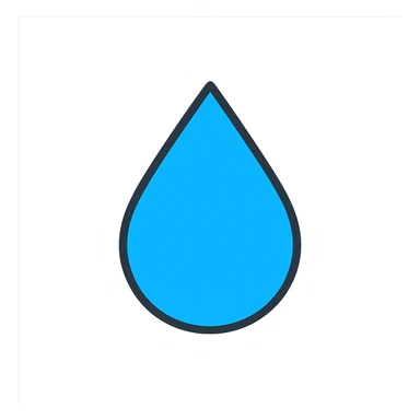 blue water droplet icon with black outlines sticker