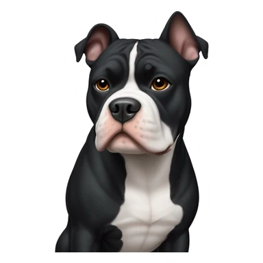 99% Black American Bully with white chin sticker