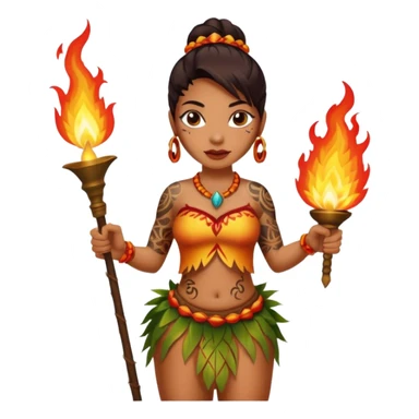 hawaiian female fire dancer with tattoos sticker