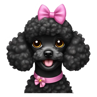 Black toy poodle with pink bows on ears sticker