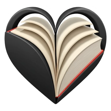  black and white heart + books sticker