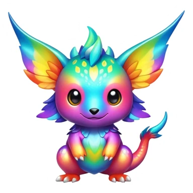 Exotic colorful chibi Fakémon-creature with random markings sticker