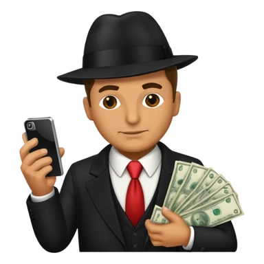 Mafia boss holding money and phone sticker