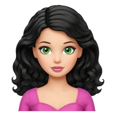 Barbie with black wavy hair and green eyes sticker