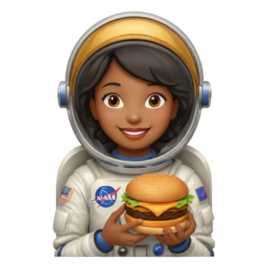black female wearing nasa suit eating hamburger sticker