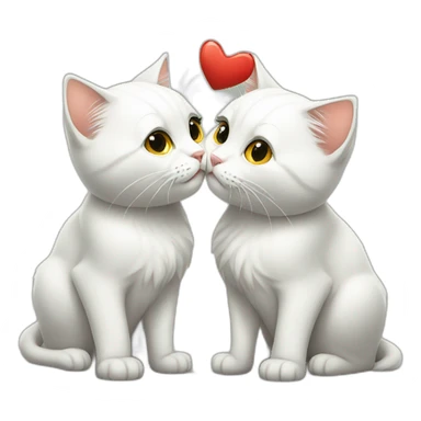 Two White cats kiss sticker