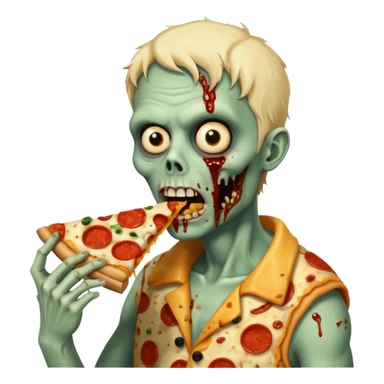 zombie eating pizza slice sticker