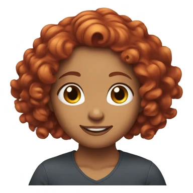A girl with red curly hair tucking hair behind both ears while smirking sticker
