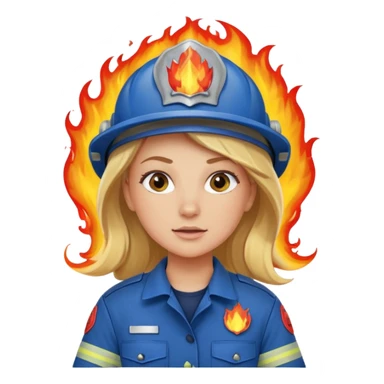 blonde female firefighter on fire blue uniform sticker