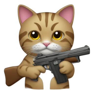 CAT with a gun emoji sticker