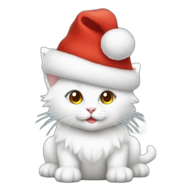 christmas white kitty in red hat sticker