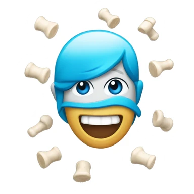 EMOJI SORRINDO DANDO JOIA COM BONE NAS ORES AZUL ARINHO, ZUL TURQUESA E BRANCO E COM A LOGO DO SUPERMERCADO LEAL. sticker