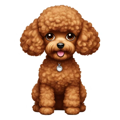 Red toy poodle with white chin sticker