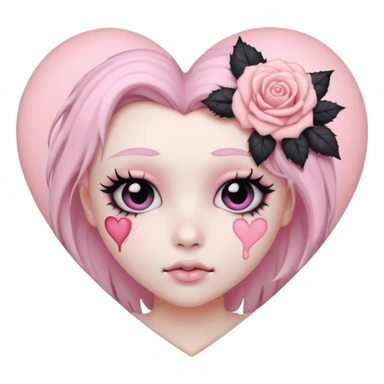 pastel goth heart with pastel rose sticker