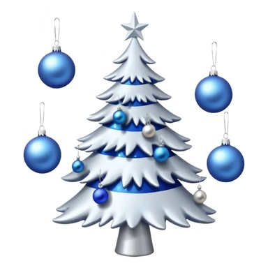 White christmas tree with blue and silver decoration sticker