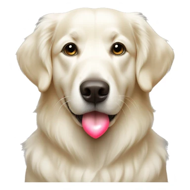 White golden retriever with heart  sticker