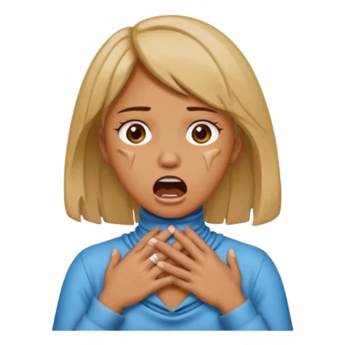 female choking her neck with hands with mouth opened emoji sticker