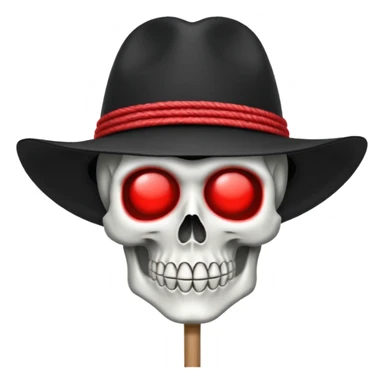 Drapeau de tête de mort avec un fond noir et sur la tête met un chapeau de paille avec un fil rouge sticker