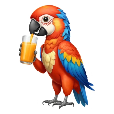 Macaw drinking orange juice sticker
