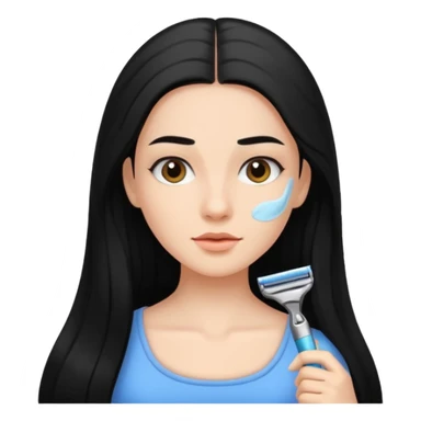 woman black long hair shaving sticker