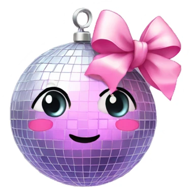 Disco ball with a cute pink bow sticker