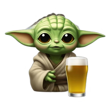 Bébé Yoda sur Luffy en train de boire une bière sticker